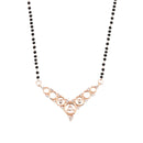 Etnico 18k Rose Gold Plated Traditional Single Line American Diamond Pendant with Black Bead Chain Mangalsutra for Women (D098)