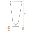 Etnico 18k Rose Gold Plated Traditional Single Line American Diamond Pendant with Black Bead Chain Mangalsutra for Women (D098)
