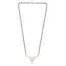 Etnico 18k Rose Gold Plated Traditional Single Line American Diamond Pendant with Black Bead Chain Mangalsutra for Women (D099)