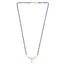 Etnico 18k Rose Gold Plated Traditional Single Line American Diamond Pendant with Black Bead Chain Mangalsutra for Women (D101)
