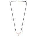 Etnico 18k Rose Gold Plated Traditional Single Line American Diamond Pendant with Black Bead Chain Mangalsutra for Women (D102)