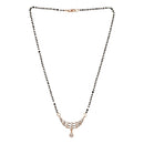 Etnico 18k Rose Gold Plated Traditional Single Line American Diamond Pendant with Black Bead Chain Mangalsutra for Women (D102)