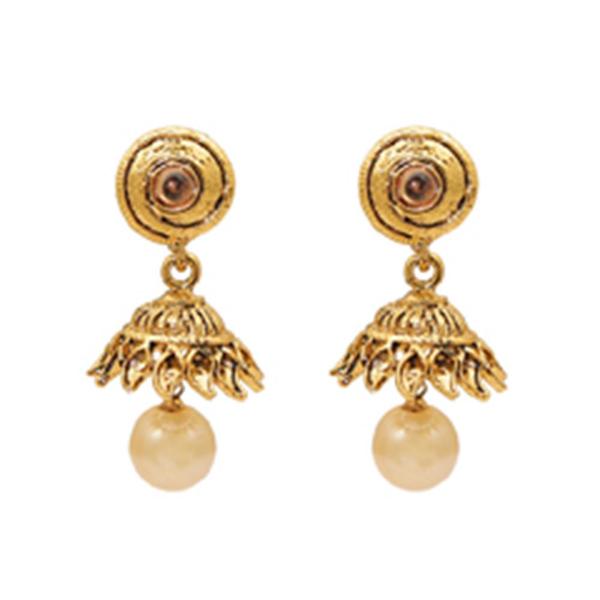 Kriaa White Pearl Gold plated Jhumki - 1307607