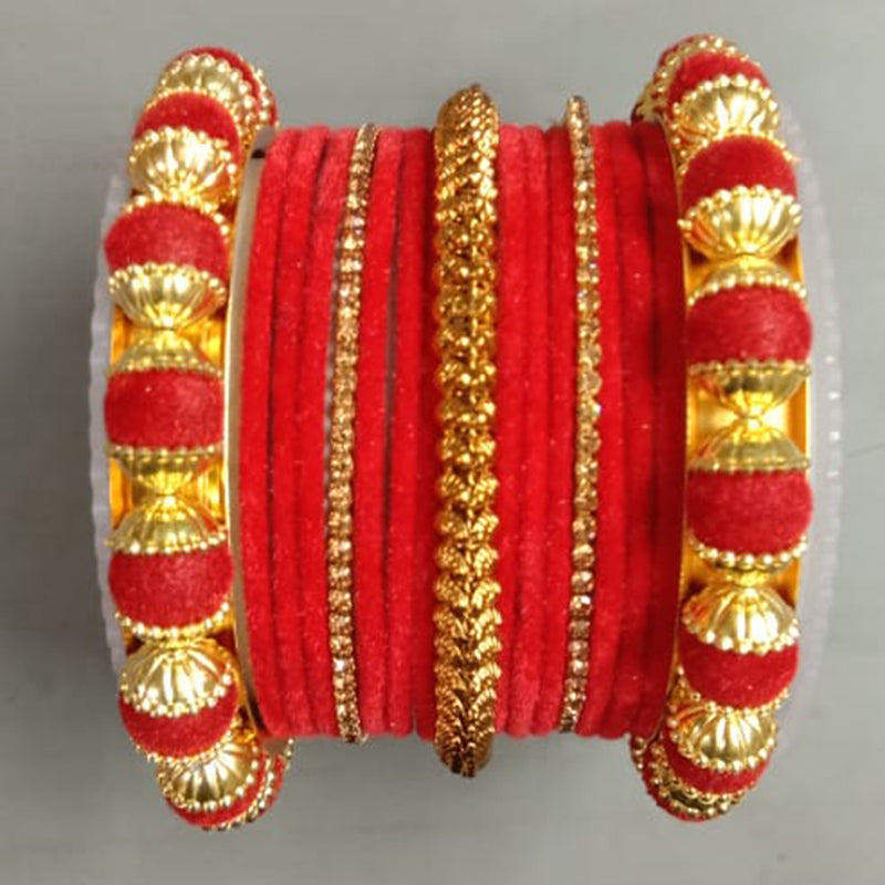 Shree Asha Bangles Pack Of 12 Assorted Color Velvet Bangles Set