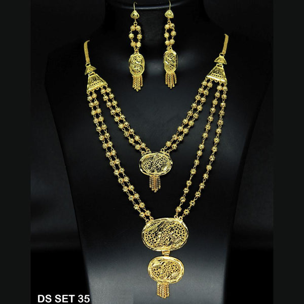 Mahavir Forming Look Gold Plated beautiful Multi Layer Necklace Set  - DS SET 35