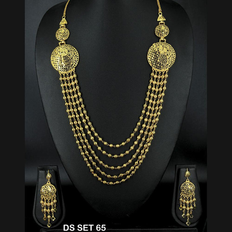 Mahavir Forming Look Gold Plated beautiful Multi Layer Necklace Set  - DS SET 65