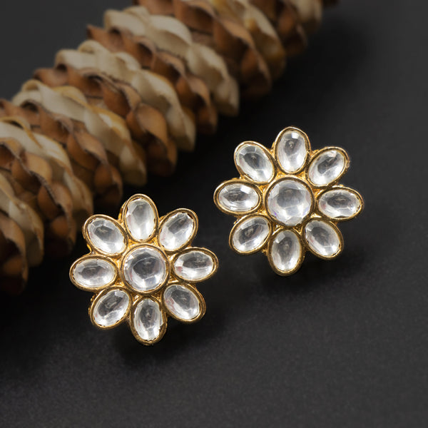 Nipura Daisy Zircon Polki Stud Earrings