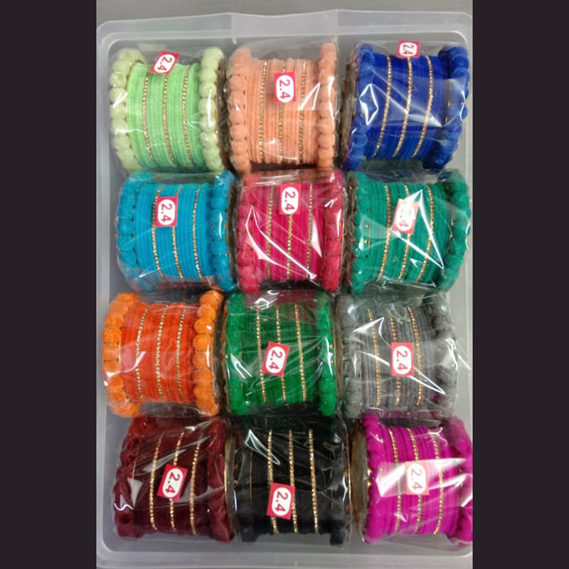 Shree Asha Bangles Pack Of 12 Multi Color Gold Plated Bangles Set