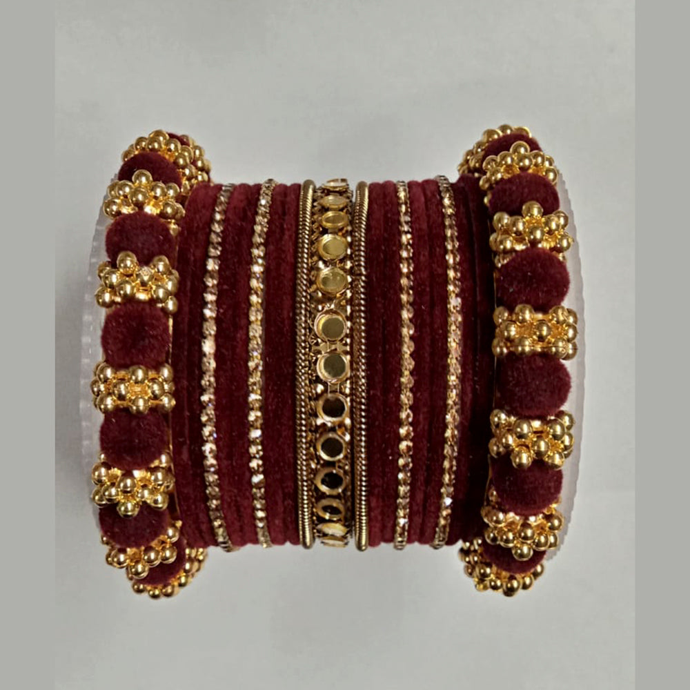 Shree Asha Bangles Pack Of 12 Velvet Thread Bangles Set