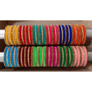 Shree Asha Bangles Pack Of 12 Multi Color Gold Plated Bangles Set