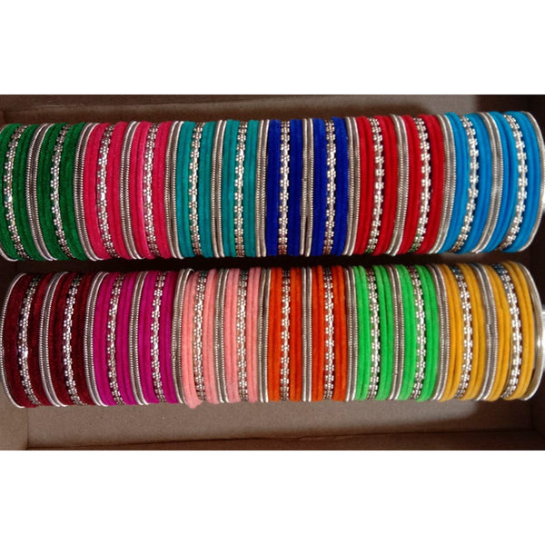 Shree Asha Bangles Pack Of 12 Multi Color Silver Plated Bangles Set