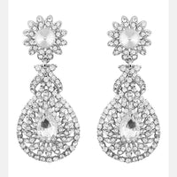 Etnico 18k Rhodium Plated Austrion Diamond Sparkling Dangle Earrings for Women (E2101ZW)