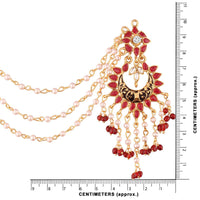 Etnico Traditional Gold Plated Enamel/Meena Work Earrings Glided With Faux Stones & Pearls With Hair Chain For Women/Girls (E2444M)