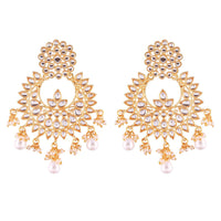 Etnico Traditional Gold Plated Chandbali Earrings Encased With Faux Kundans For Women/Girls (E2456W)