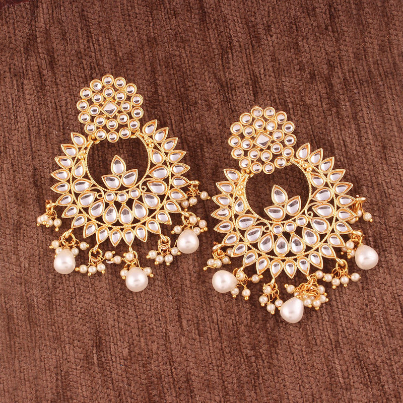 Earrings & Studs | Gold Plated Chandbali Earrings (Pink) | Freeup