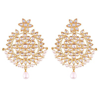 Etnico Traditional Gold Plated Chandbali Earrings Encased With Faux Kundans For Women/Girls (E2458LW)