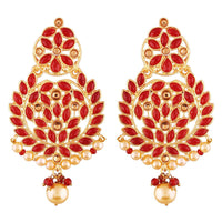 Etnico Traditional Gold Plated Chandbali Earrings Encased With Faux Kundans For Women/Girls (E2460R)