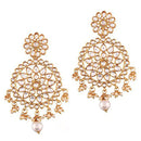 Etnico 18k Gold Plated Traditional Chandbali Earrings Encased With Faux Kundans For Women/Girls (E2461W)