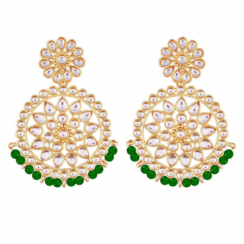 Etnico 18K Gold Plated Chandbali Earrings Glided With Kundans For Women/Girls (E2462G)