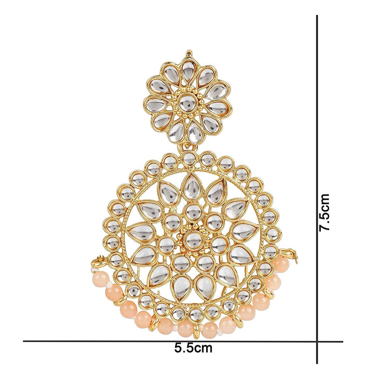Etnico 18K Gold Plated Chandbali Earrings Glided With Kundans For Women/Girls (E2462Pe)