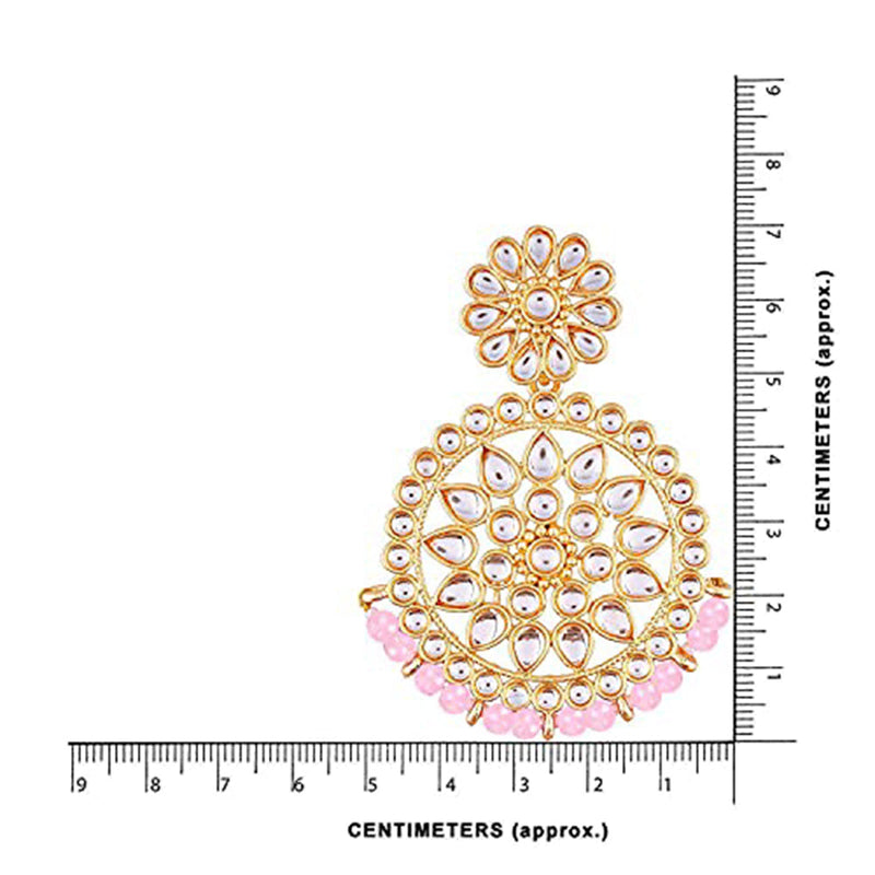 Etnico 18K Gold Plated Chandbali Earrings Glided With Kundans For Women/Girls (E2462Pi)