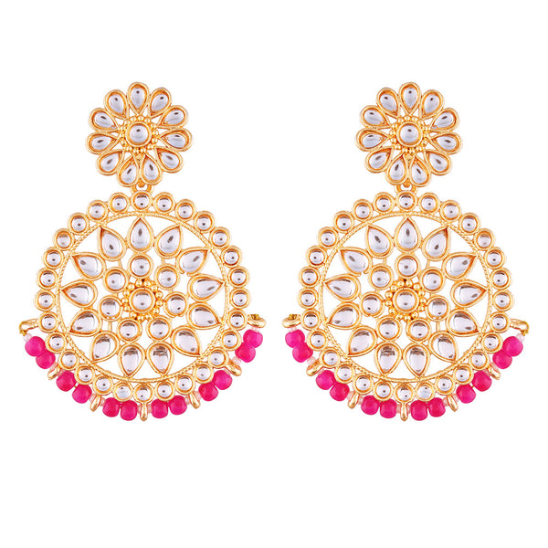 Etnico 18K Gold Plated Chandbali Earrings Glided With Kundans For Women/Girls (E2462Q)