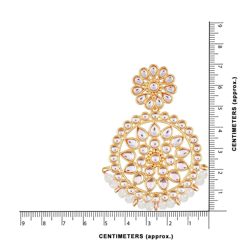 Etnico 18K Gold Plated Chandbali Earrings Glided With Kundans For Women/Girls (E2462W)