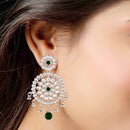 Etnico 18k Rhodium Plated Chandbali Earrings Glided With Kundans For Women/Girls (E2462ZG)