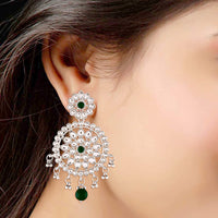 Etnico 18k Rhodium Plated Chandbali Earrings Glided With Kundans For Women/Girls (E2462ZG)