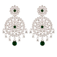 Etnico 18k Rhodium Plated Chandbali Earrings Glided With Kundans For Women/Girls (E2462ZG)