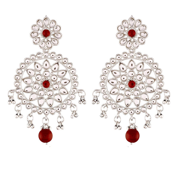 Etnico 18k Rhodium Plated Chandbali Earrings Glided With Kundans For Women/Girls (E2462ZM)