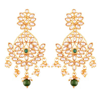 Etnico Traditional Gold Plated Chandbali Earrings Encased With Faux Kundans For Women/Girls (E2465G)