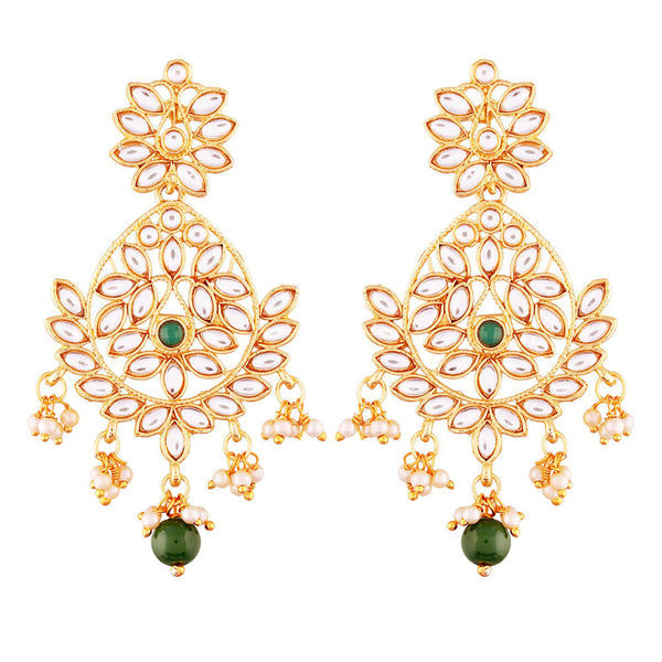 Etnico Traditional Gold Plated Chandbali Earrings Encased With Faux Kundans For Women/Girls (E2465G)