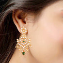 Etnico Traditional Gold Plated Chandbali Earrings Encased With Faux Kundans For Women/Girls (E2465G)