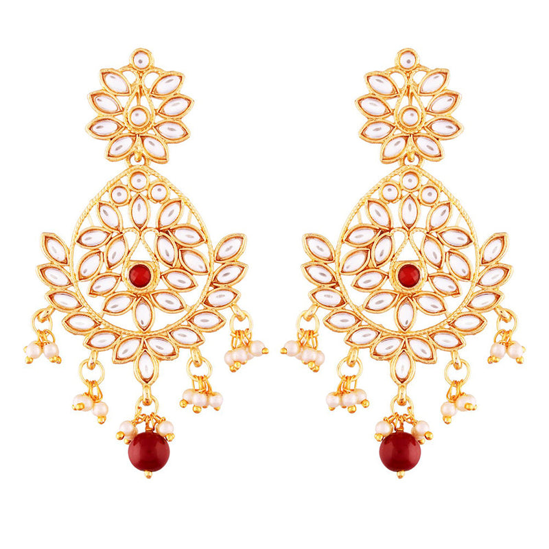 Etnico Traditional Gold Plated Chandbali Earrings Encased With Faux Kundans For Women/Girls (E2465M)