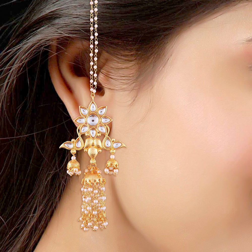 Etnico 18K Gold Plated Intricately Designed Traditional Earrings