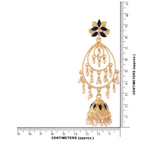 Etnico 18k Gold Plated Traditional Handcrafted Blue Meenakari Pearl Studded Dangler Jhumki Earrings for Women (E2471Bl)