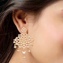 Etnico Traditional Gold Plated Chandbali Earrings Encased With Faux Kundans For Women/Girls (E2490W)