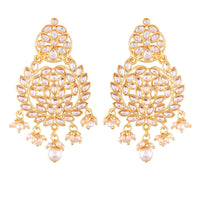 Etnico Traditional Gold Plated Chandbali Earrings Encased With Faux Kundans For Women/Girls (E2493W)