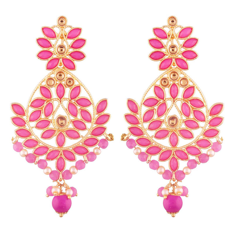 Etnico Traditional Gold Plated Chandbali Earrings Encased With Faux Kundans For Women/Girls (E2494Q)