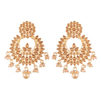 Etnico Traditional Gold Plated Chandbali Earrings Encased With Faux Kundans For Women/Girls (E2496FL)