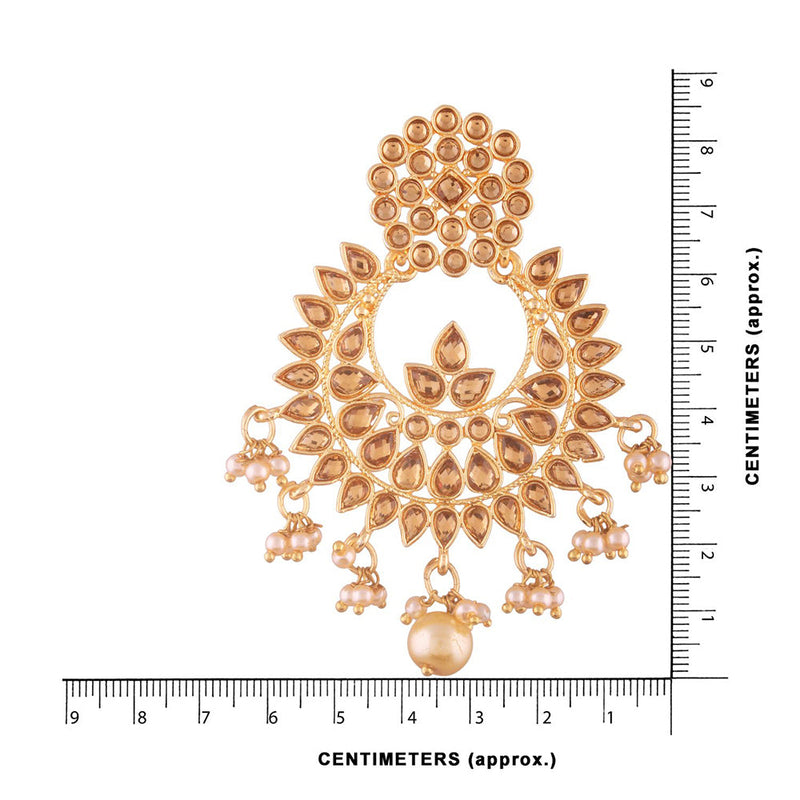 Etnico Traditional Gold Plated Chandbali Earrings Encased With Faux Kundans For Women/Girls (E2496FL)