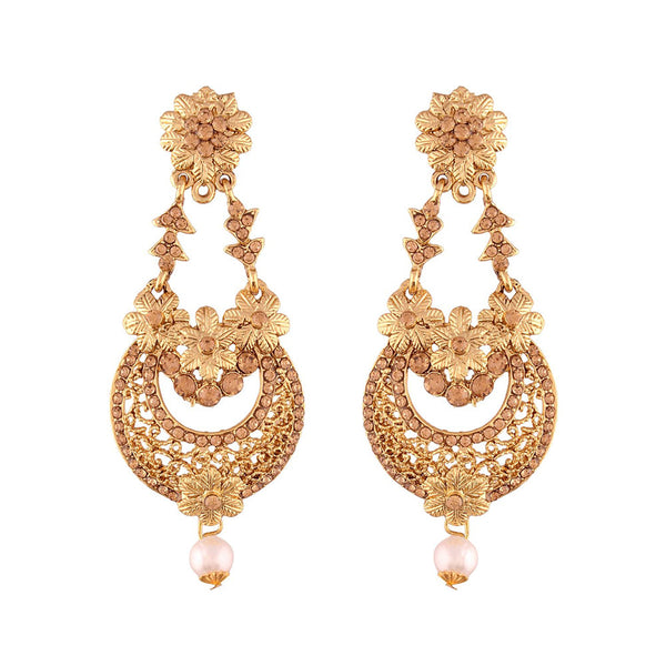 Etnico Gold Plated Traditional Chandelier Earrings For Women( E2601FL)
