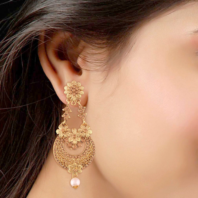 Etnico Gold Plated Traditional Chandelier Earrings For Women( E2601FL)