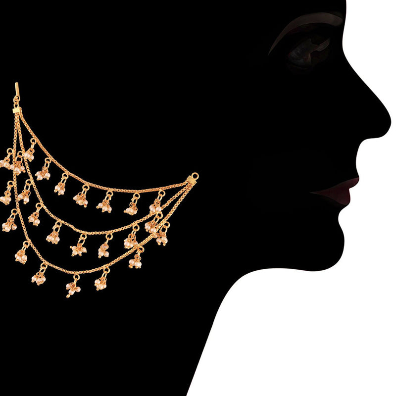 Etnico Gold Plated Hair Chain Earrings For Women (E2604Fl)
