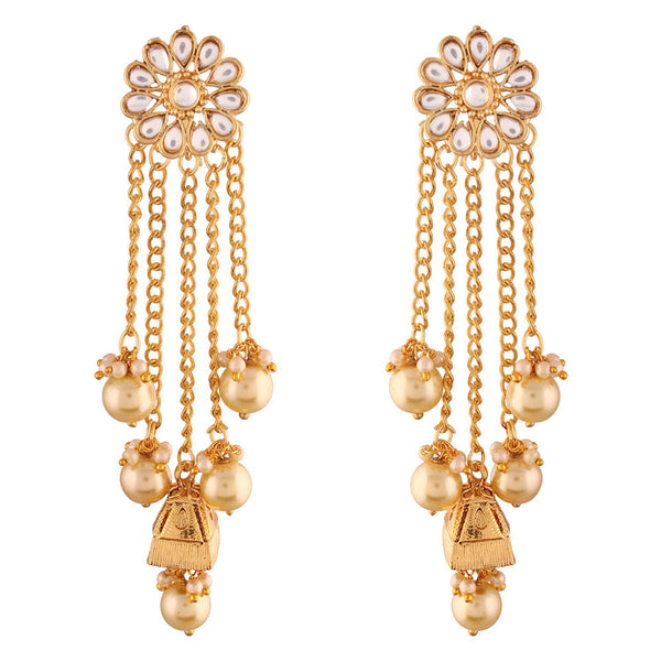 Etnico 18K Gold Plated Traditional Kundan & Pearl Studded Earring Set for Women/Girls (E2606FL)