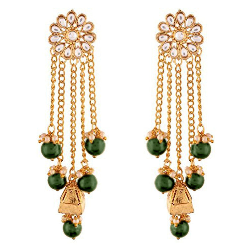 Etnico 18K Gold Plated Traditional Kundan & Pearl Studded Earring Set for Women/Girls (E2606G)