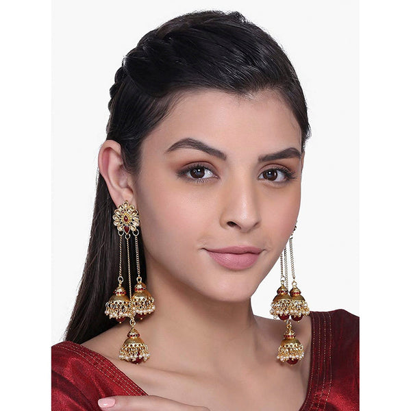 Etnico Gold Plated Pearl Jhumki Earrings for Women (E2607R)