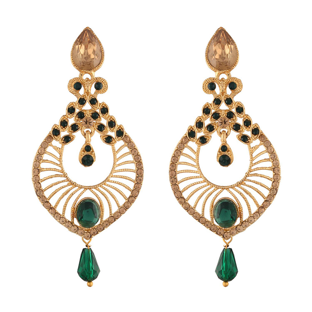 Etnico Traditional Gold Plated Dangler & Drop Chandbali Designer Earrings For Women (E2612G)