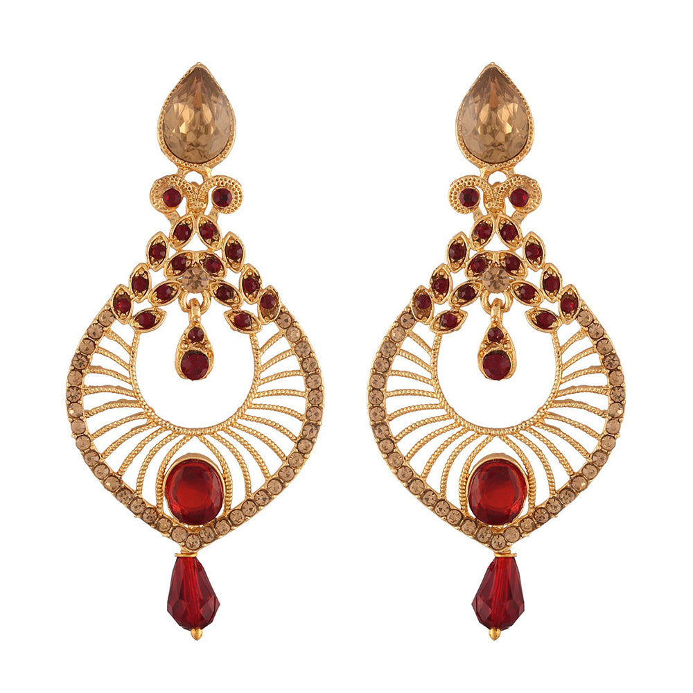 Etnico Traditional Gold Plated Dangler & Drop Chandbali Designer Earrings For Women (E2612M)